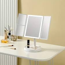 Miroir de Maquillage à Trois Volets avec Lumières LED