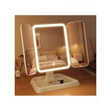 Miroir de Maquillage à Trois Volets avec Lumières LED